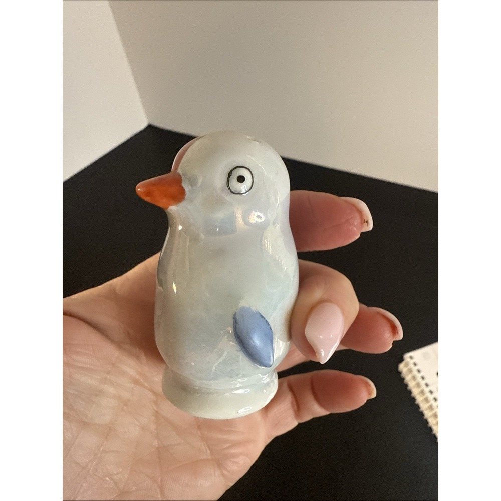 German Iridescent Porcelain Penguin Salt Or Pepper Shaker Only One